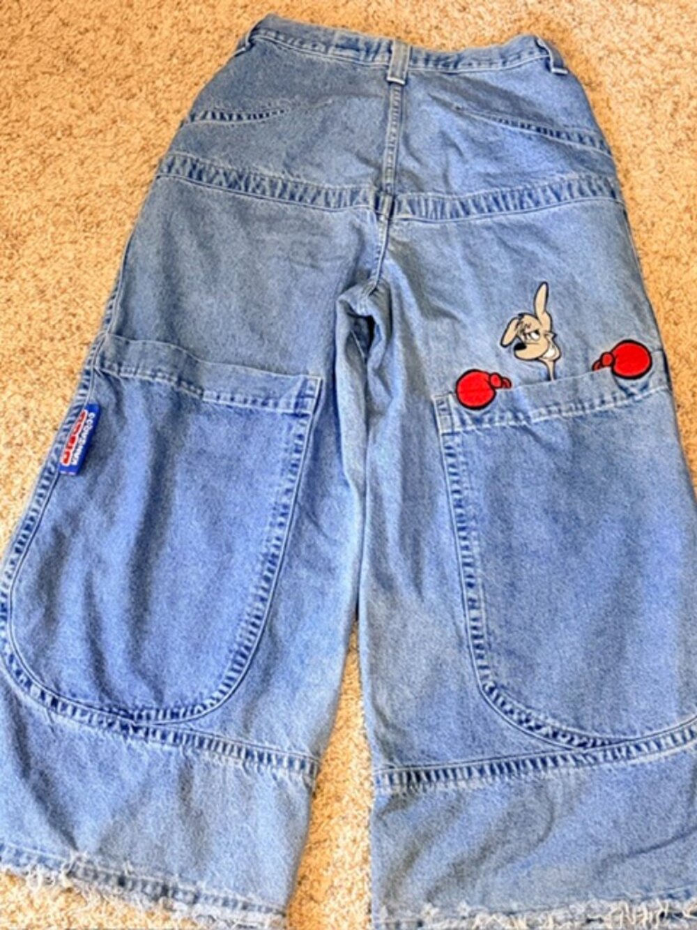 JNCO Jeans Boys Kangaroo Denim Size 31 Waist 30 Length Wide Leg Boxing Gloves US
